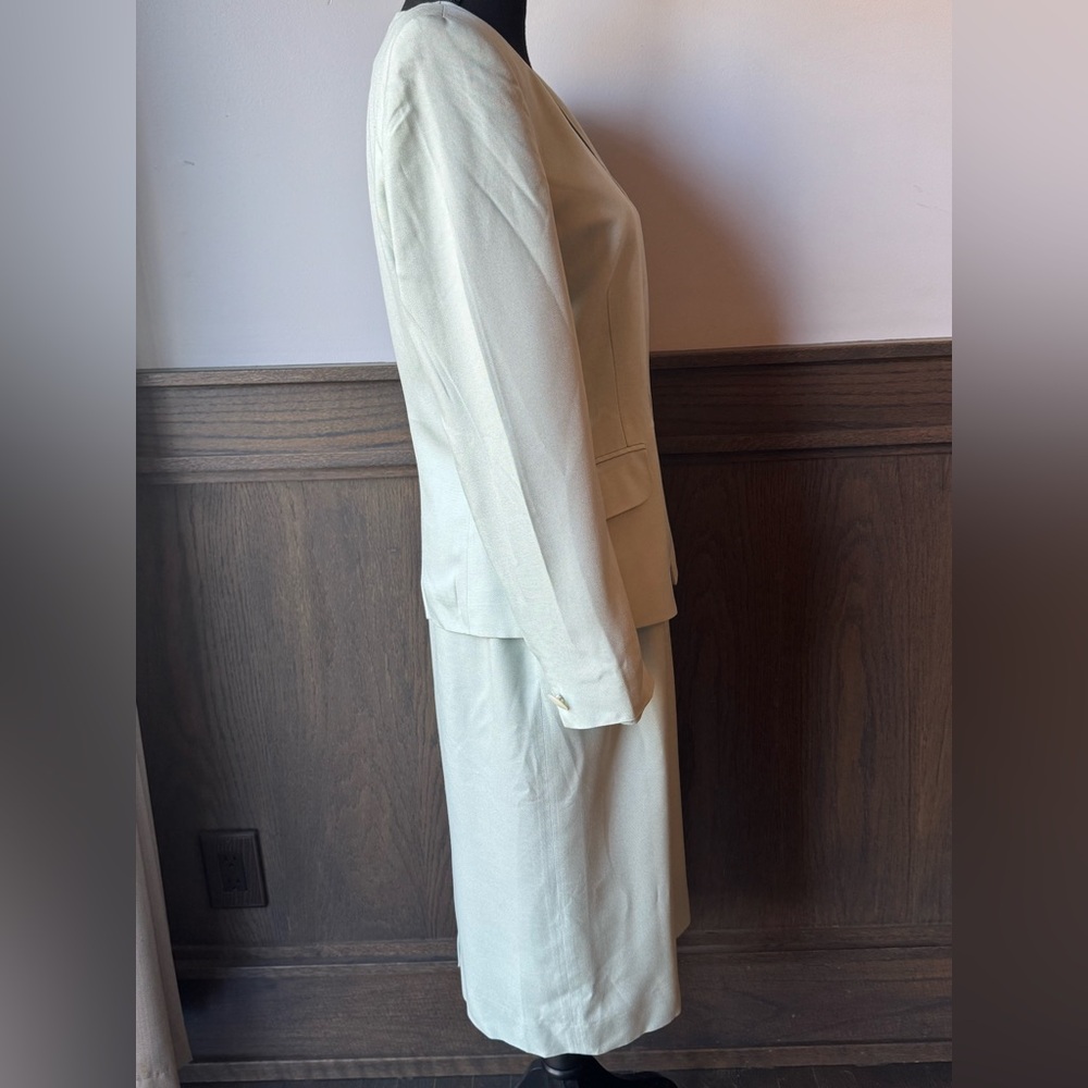 Seville light Mint Green vintage Skirt and blazerjacket Set business size 8 - Picture 4 of 8
